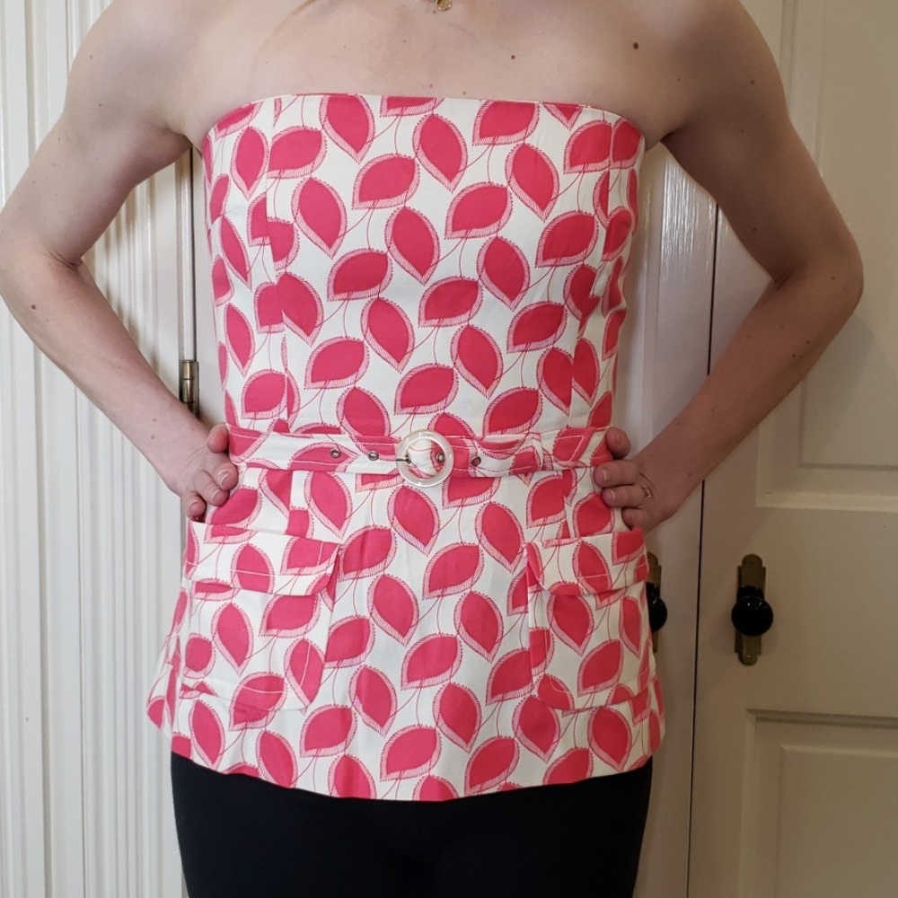 Tracy Reese Pink and White Strapless Top size 6